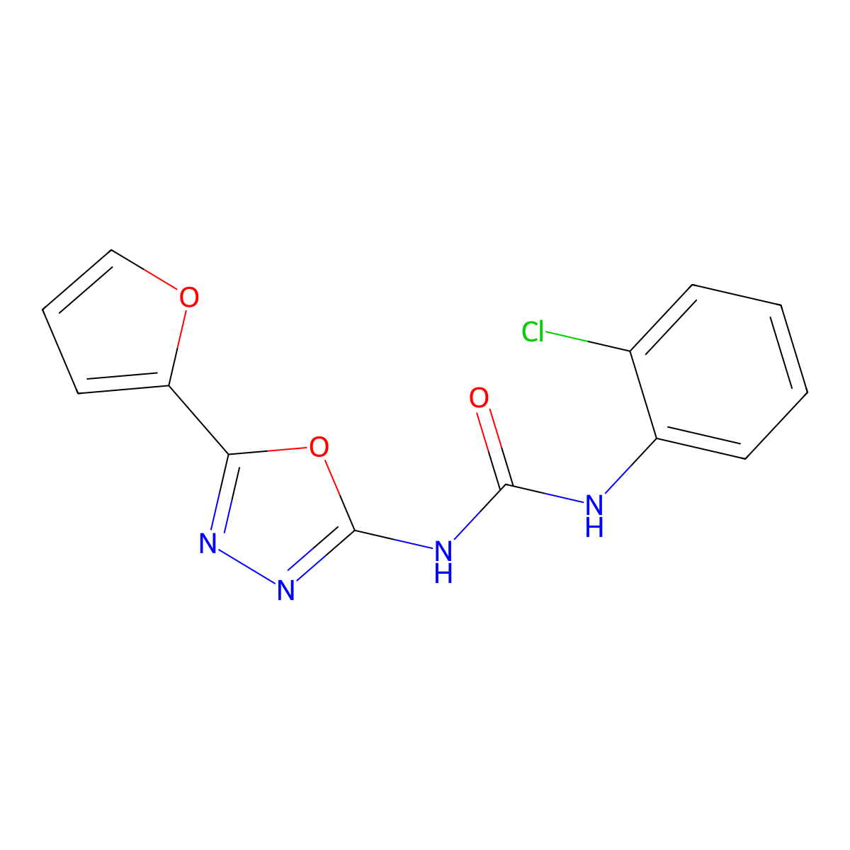 1-(2-Chlorophenyl)-3-(5-(furan-2-yl)-1,3,4-oxadiazol-2-yl)urea molecular structure, CAS 1210245-76-3