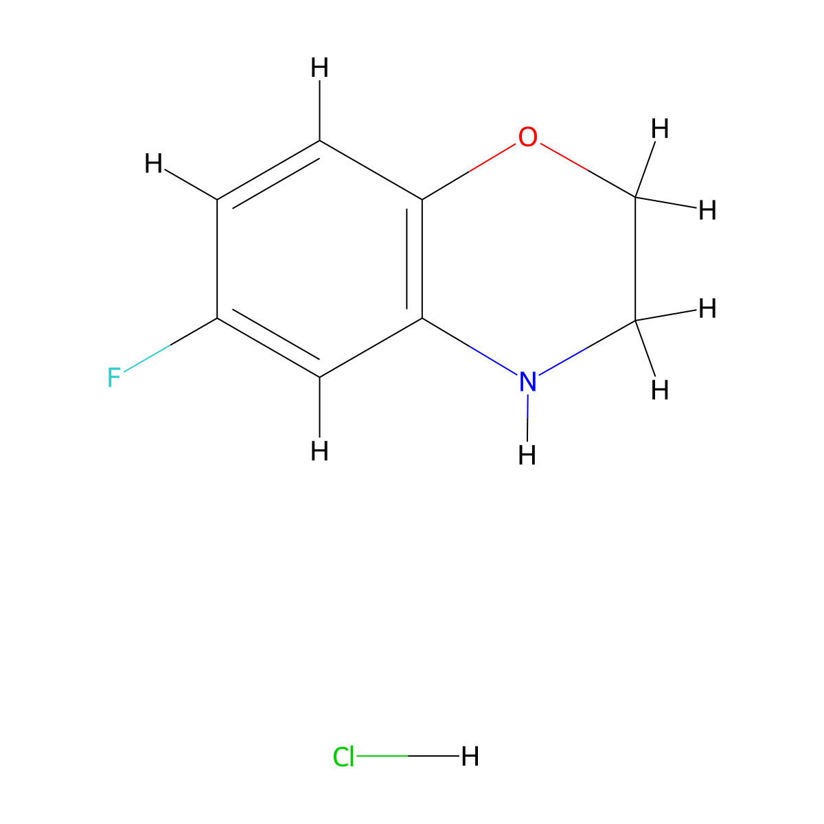 6-fluoro-3,4-dihydro-2H-benzo[b][1,4]oxazine hydrochloride molecular structure, CAS 1210247-51-0