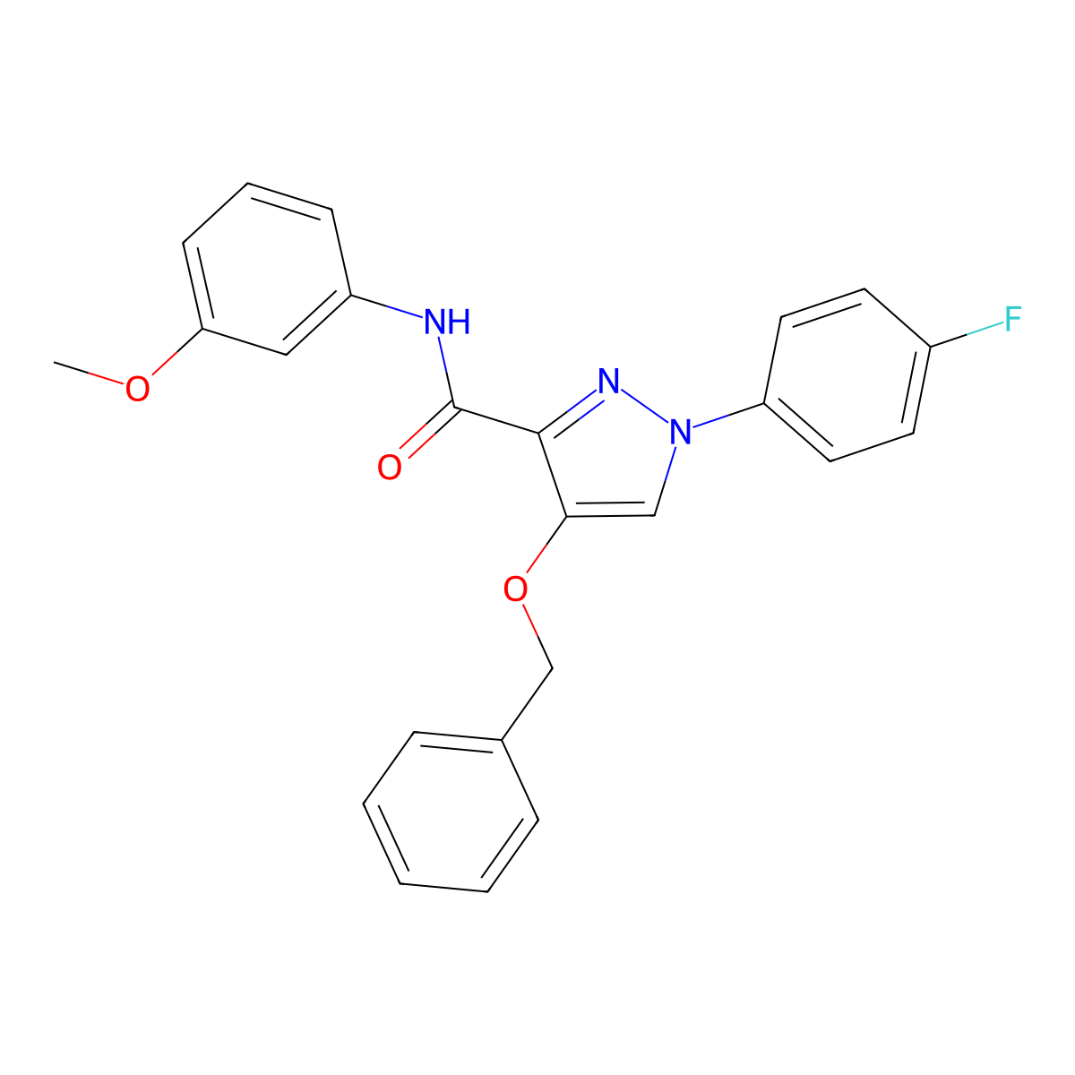 4-(benzyloxy)-1-(4-fluorophenyl)-N-(3-methoxyphenyl)-1H-pyrazole-3-carboxamide molecular structure, CAS 1210253-34-1