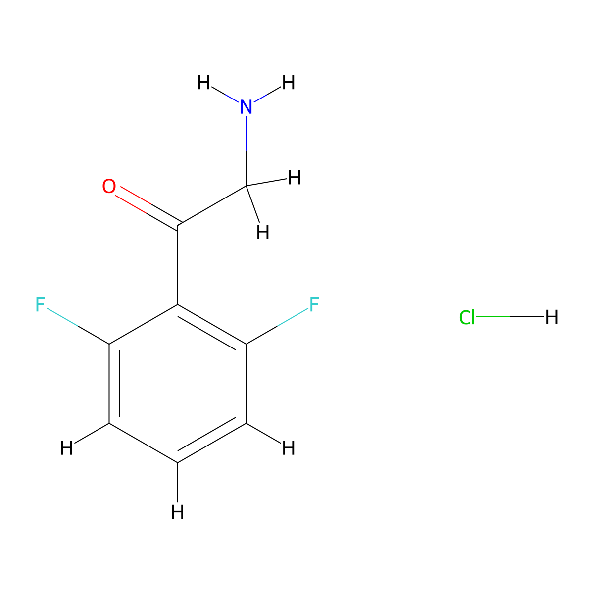 2-Amino-1-(2,6-difluorophenyl)ethan-1-one hydrochloride molecular structure, CAS 1210255-19-8