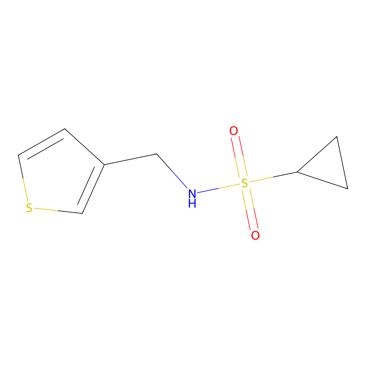 N-(thiophen-3-ylmethyl)cyclopropanesulfonamide molecular structure, CAS 1210255-45-0