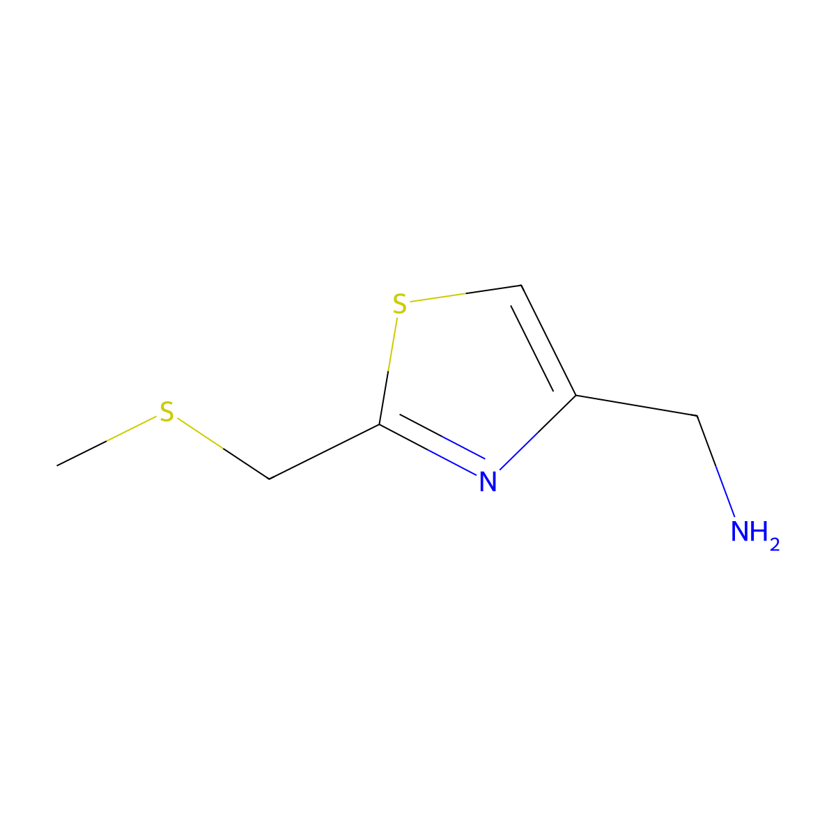 ({2-[(Methylthio)methyl]-1,3-thiazol-4-yl}methyl)amine molecular structure, CAS 1210255-77-8
