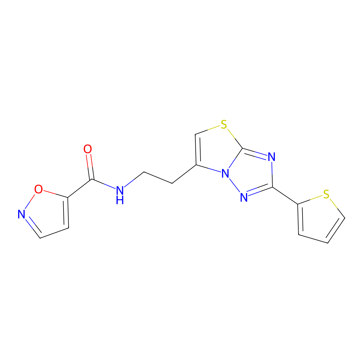 N-(2-(2-(thiophen-2-yl)thiazolo[3,2-b][1,2,4]triazol-6-yl)ethyl)isoxazole-5-carboxamide molecular structure, CAS 1210257-11-6