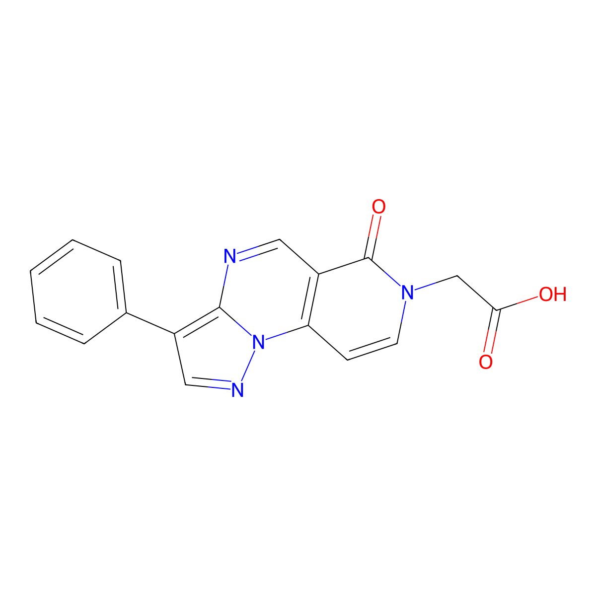 (6-oxo-3-phenylpyrazolo[1,5-a]pyrido[3,4-e]pyrimidin-7(6H)-yl)acetic acid molecular structure, CAS 1210260-74-4