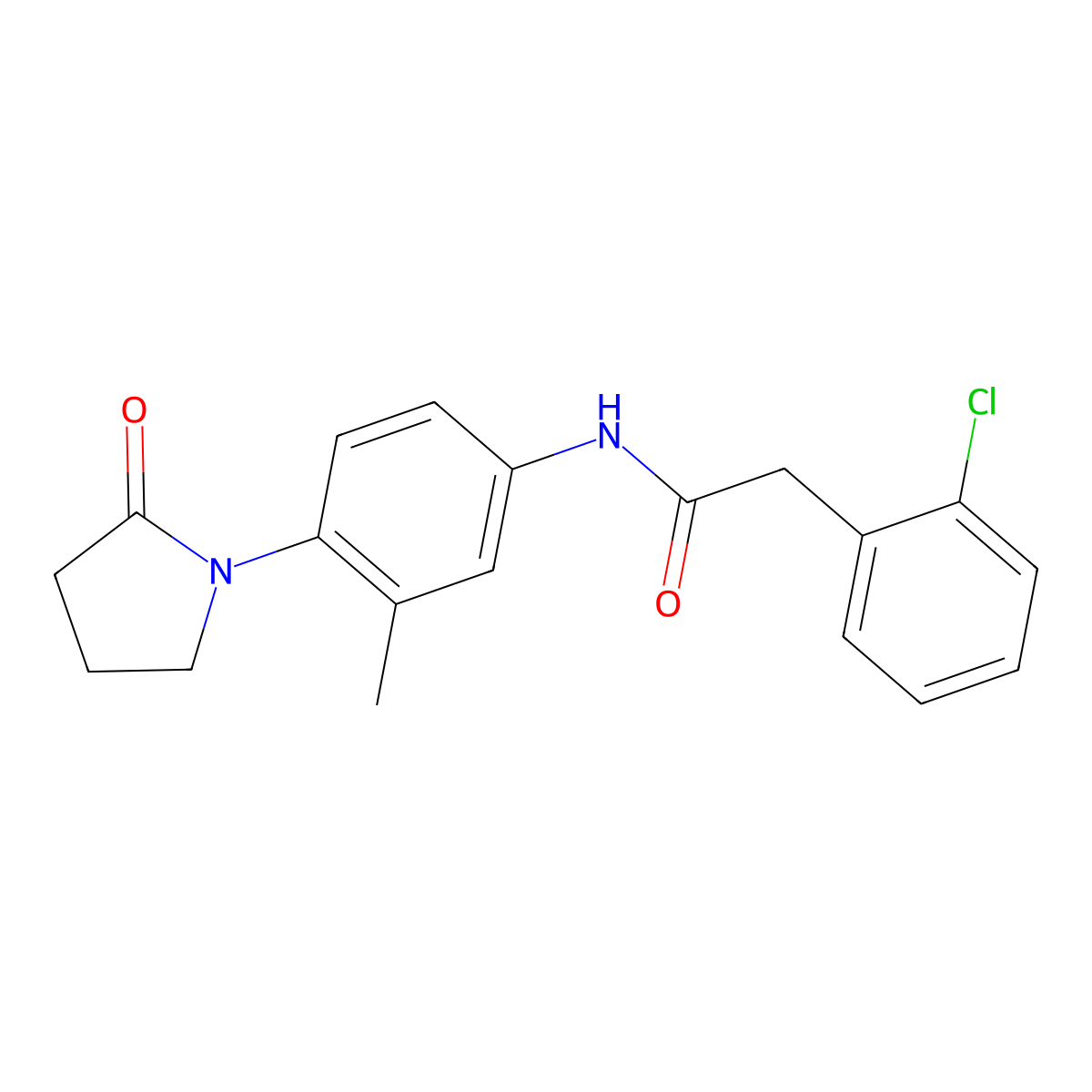 2-(2-chlorophenyl)-N-[3-methyl-4-(2-oxopyrrolidin-1-yl)phenyl]acetamide molecular structure, CAS 1210264-99-5