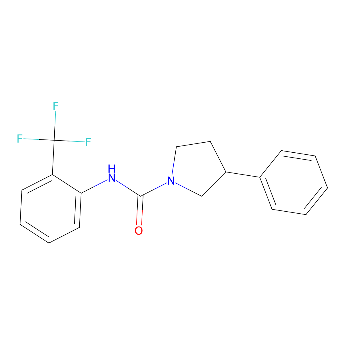 3-phenyl-N-[2-(trifluoromethyl)phenyl]pyrrolidine-1-carboxamide molecular structure, CAS 1210271-19-4