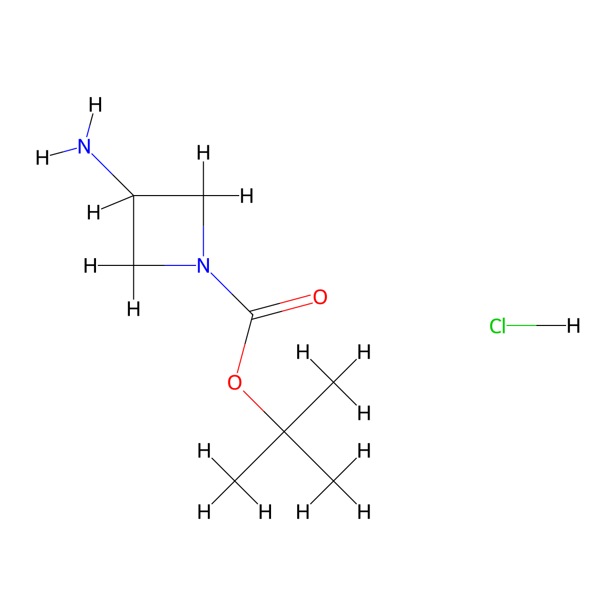 tert-Butyl 3-aminoazetidine-1-carboxylate hydrochloride molecular structure, CAS 1210273-37-2