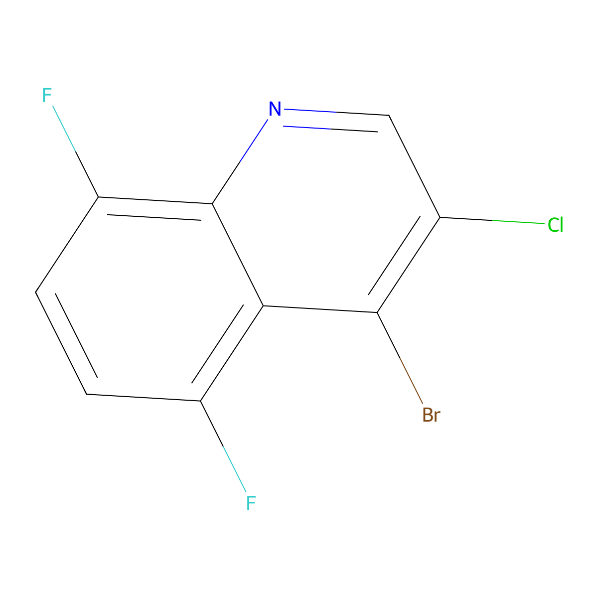 4-Bromo-3-chloro-5,8-difluoroquinoline molecular structure, CAS 1210275-42-5