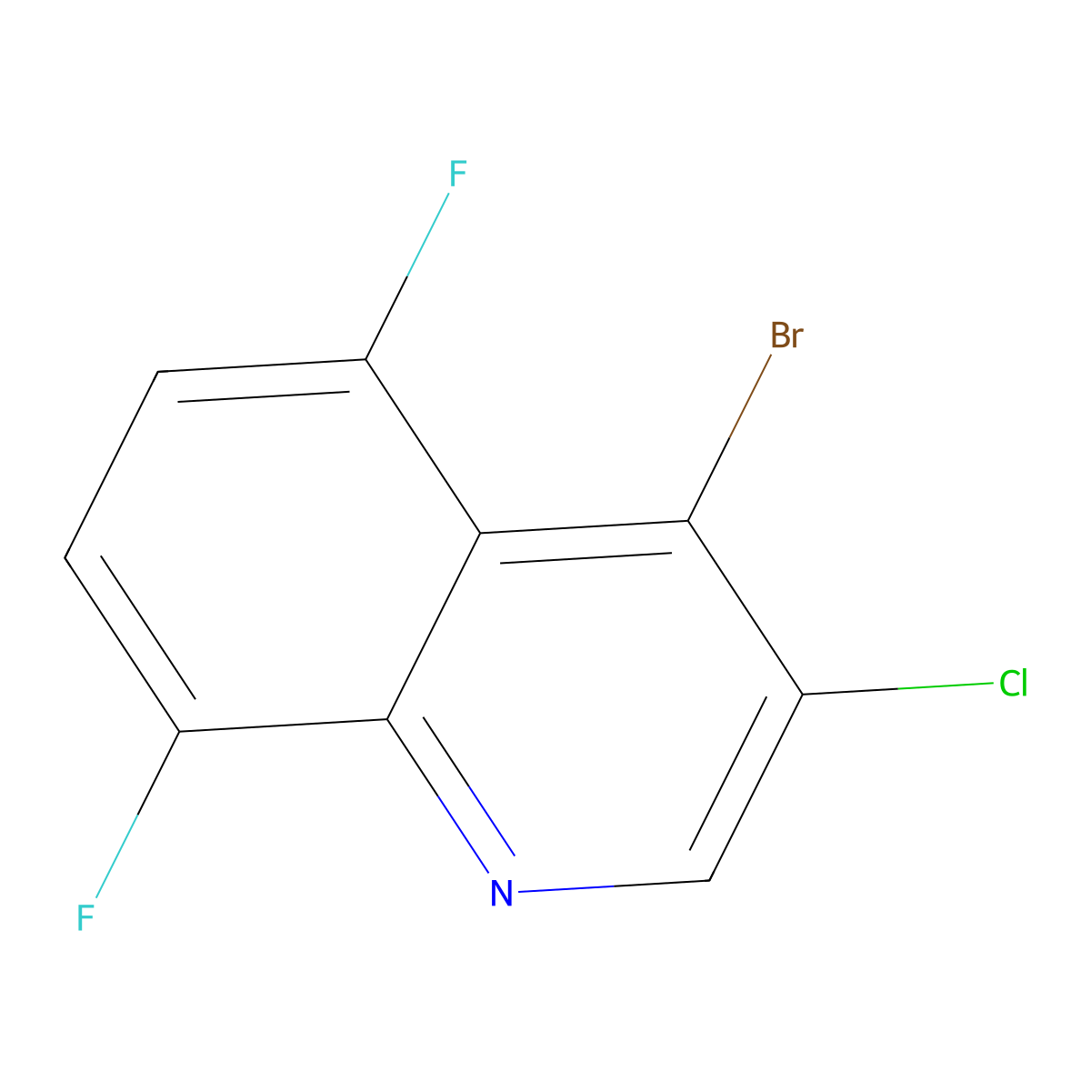 4-Bromo-3-chloro-5,8-difluoroquinoline molecular structure, CAS 1210275-42-5