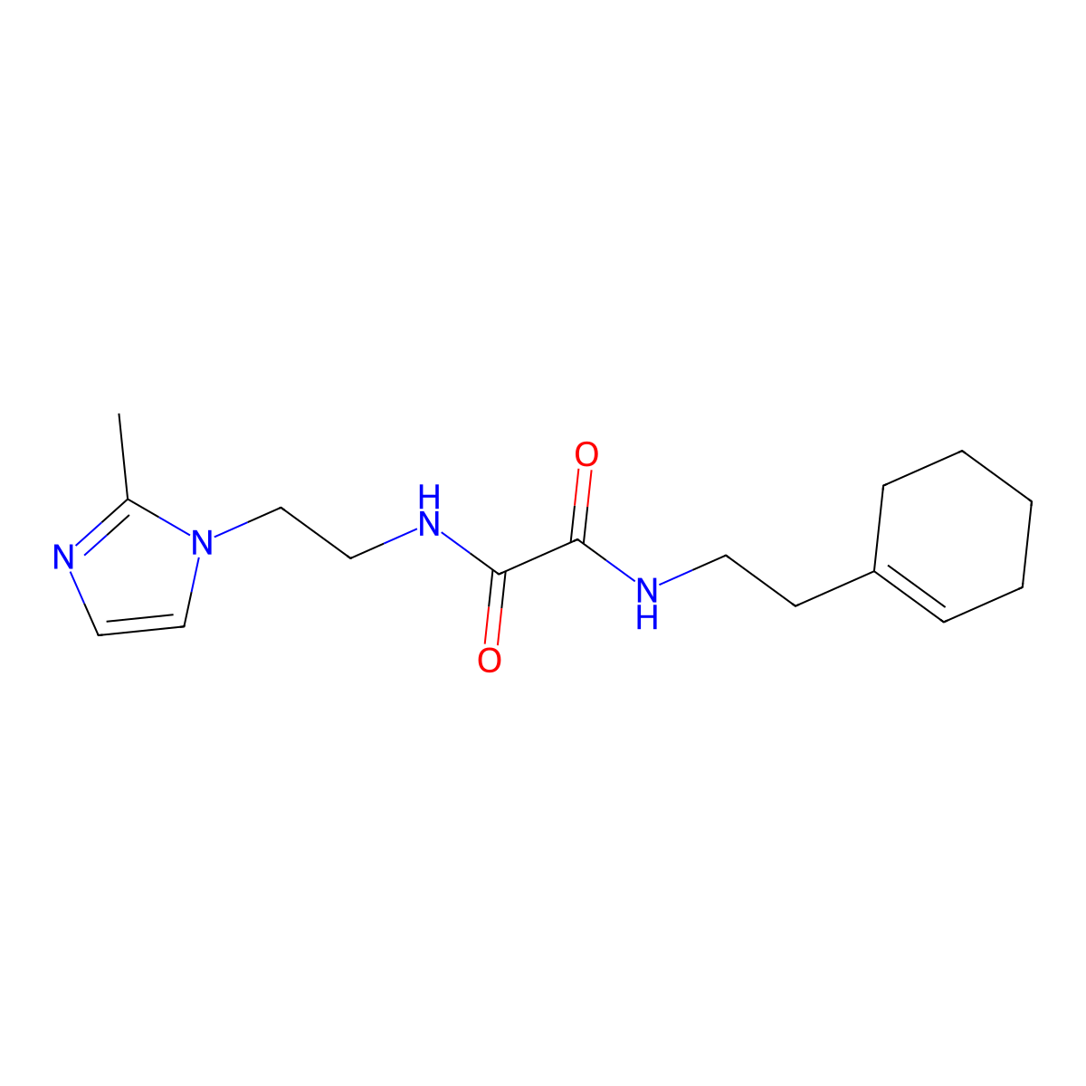 N1-(2-(cyclohex-1-en-1-yl)ethyl)-N2-(2-(2-methyl-1H-imidazol-1-yl)ethyl)oxalamide molecular structure, CAS 1210276-10-0