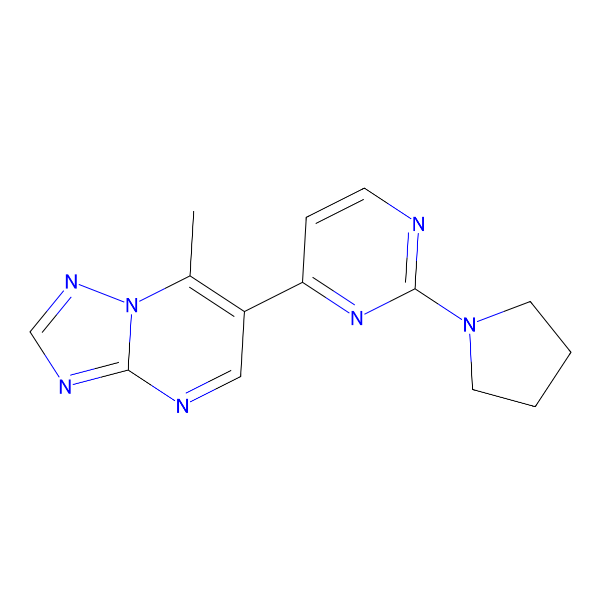 7-Methyl-6-[2-(pyrrolidin-1-yl)pyrimidin-4-yl][1,2,4]triazolo[1,5-a]pyrimidine molecular structure, CAS 1210277-06-7