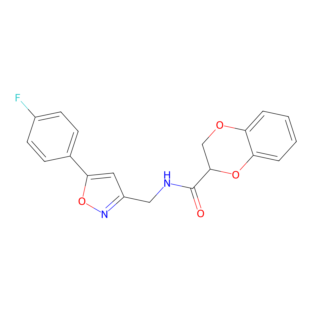 N-((5-(4-fluorophenyl)isoxazol-3-yl)methyl)-2,3-dihydrobenzo[b][1,4]dioxine-2-carboxamide molecular structure, CAS 1210284-59-5
