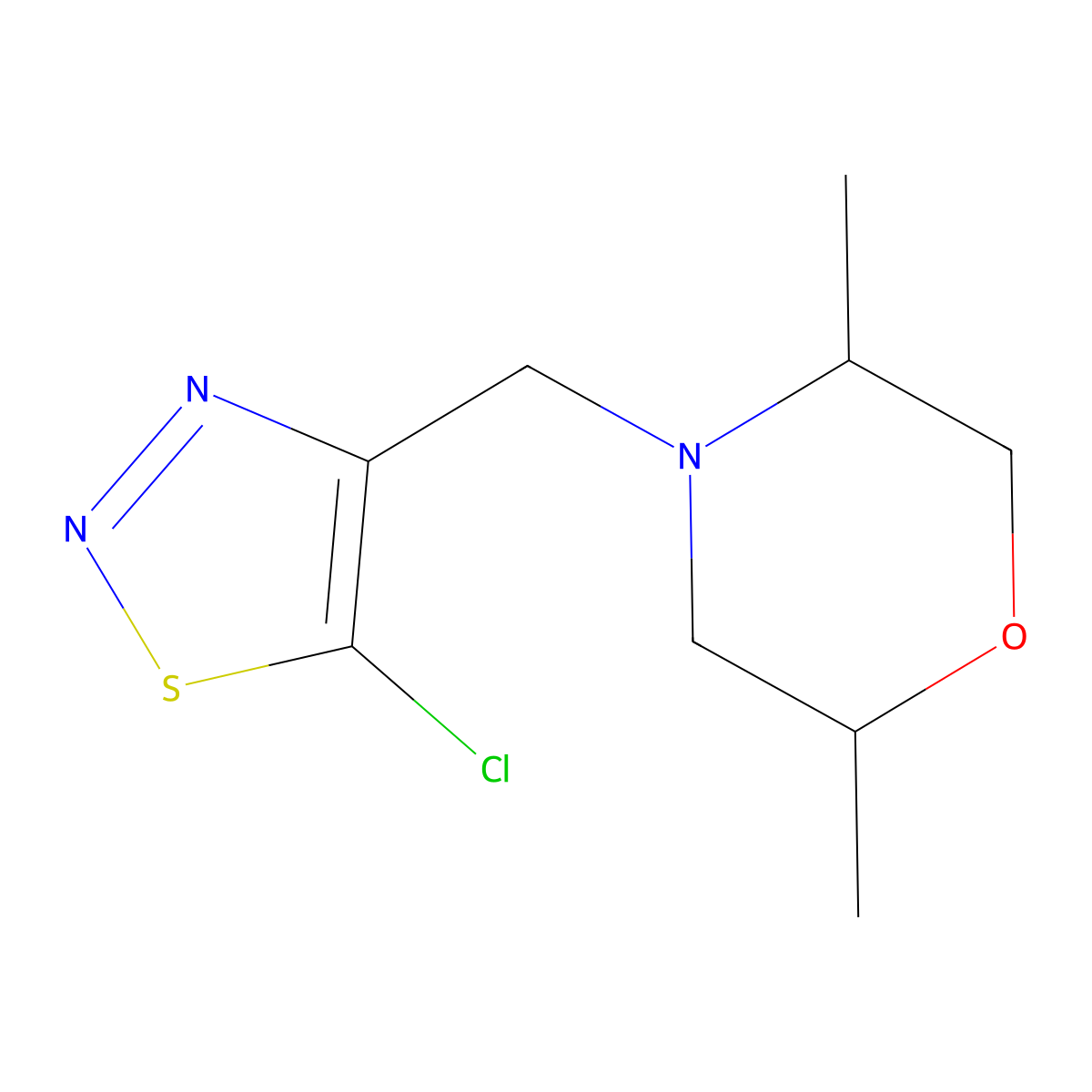 4-[(5-Chloro-1,2,3-thiadiazol-4-yl)methyl]-2,5-dimethylmorpholine molecular structure, CAS 1210287-28-7