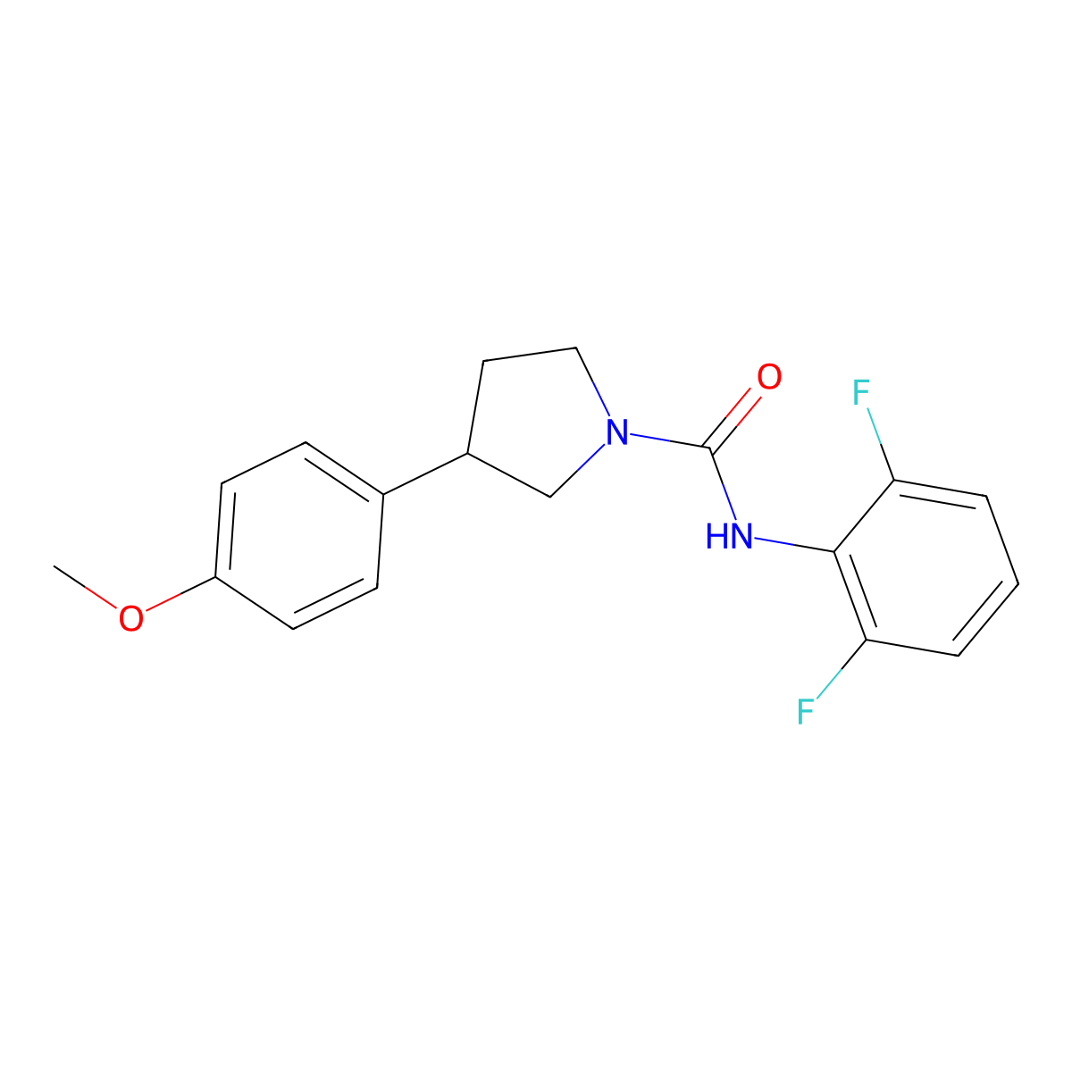 N-(2,6-difluorophenyl)-3-(4-methoxyphenyl)pyrrolidine-1-carboxamide molecular structure, CAS 1210288-66-6