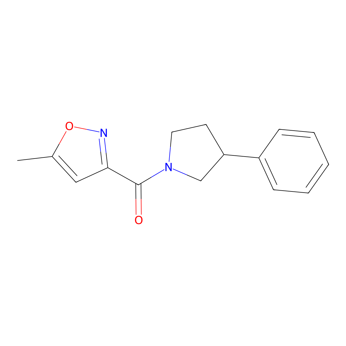 (5-Methylisoxazol-3-yl)(3-phenylpyrrolidin-1-yl)methanone molecular structure, CAS 1210289-91-0