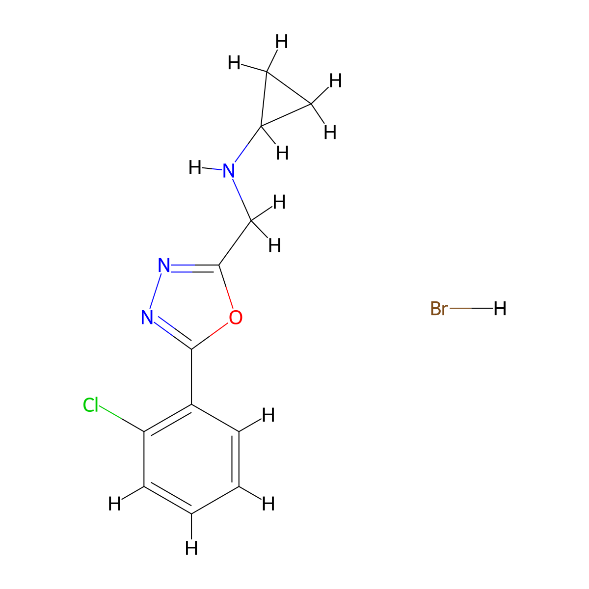 N-{[5-(2-chlorophenyl)-1,3,4-oxadiazol-2-yl]methyl}cyclopropanamine hydrobromide molecular structure, CAS 1210294-38-4