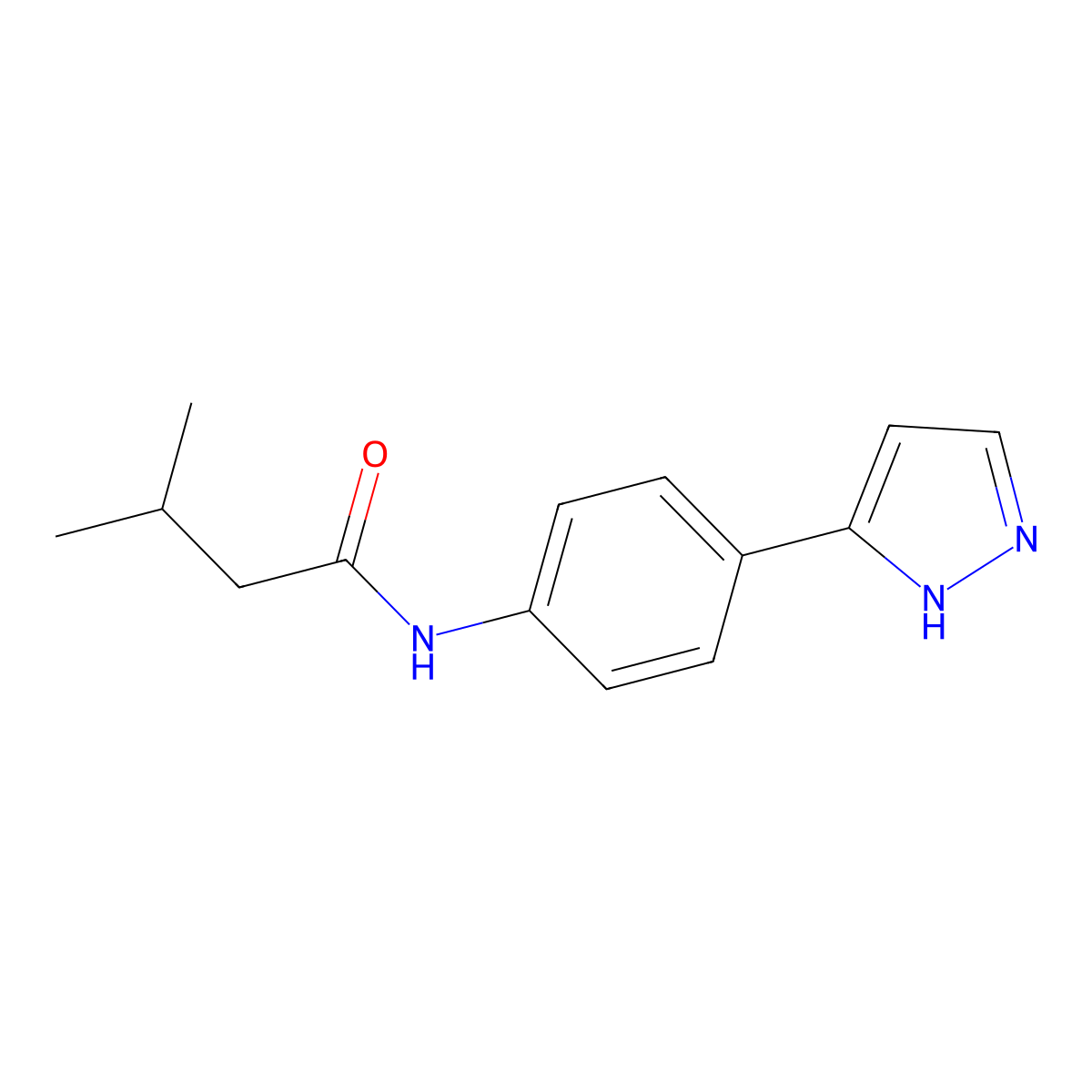 3-methyl-N-[4-(1H-pyrazol-3-yl)phenyl]butanamide molecular structure, CAS 1210296-42-6