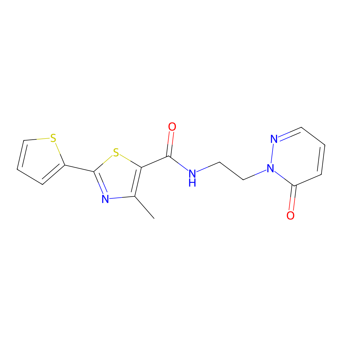4-methyl-N-(2-(6-oxopyridazin-1(6H)-yl)ethyl)-2-(thiophen-2-yl)thiazole-5-carboxamide molecular structure, CAS 1210303-80-2