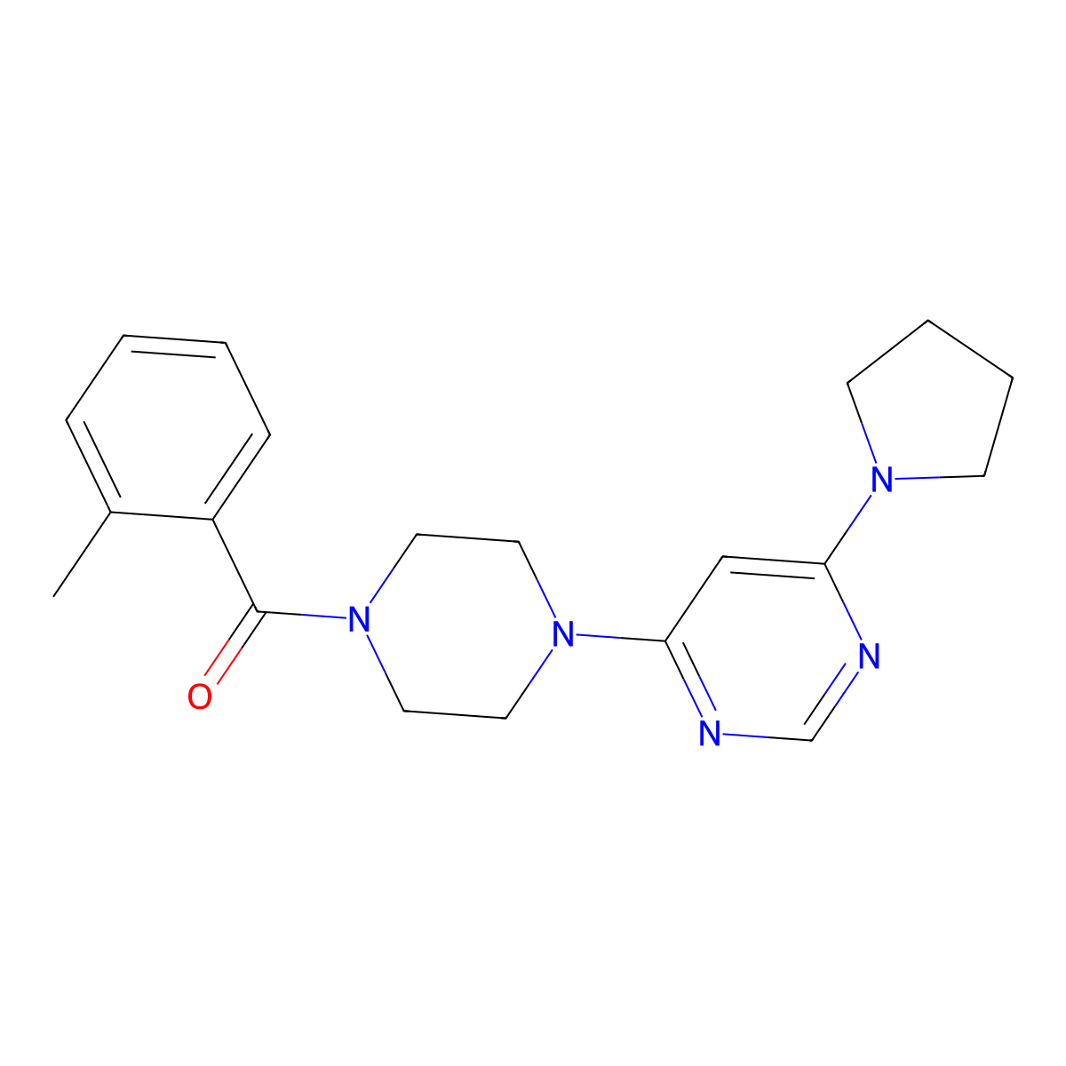 (4-(6-(Pyrrolidin-1-yl)pyrimidin-4-yl)piperazin-1-yl)(o-tolyl)methanone molecular structure, CAS 1210304-22-5