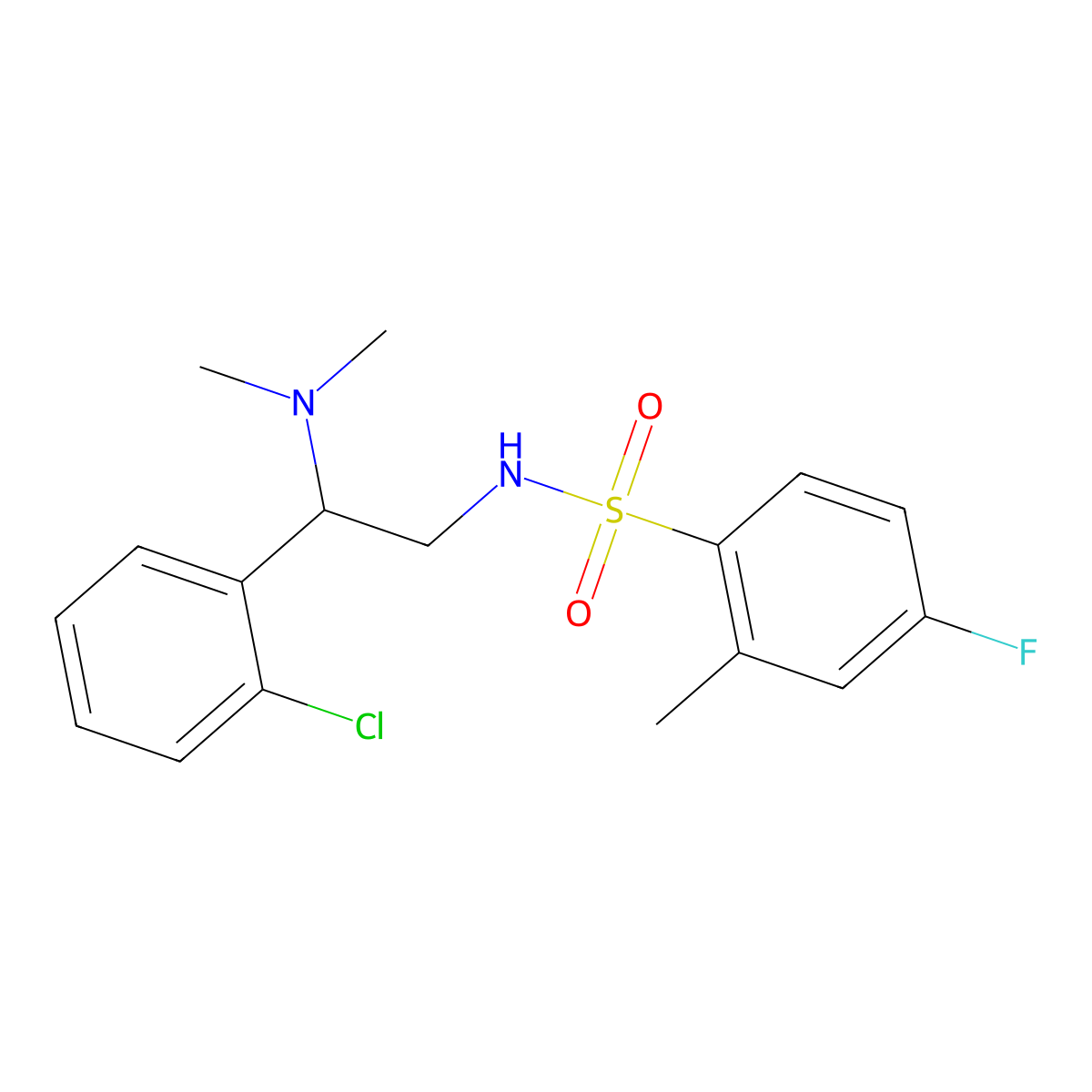 N-(2-(2-chlorophenyl)-2-(dimethylamino)ethyl)-4-fluoro-2-methylbenzenesulfonamide molecular structure, CAS 1210305-71-7