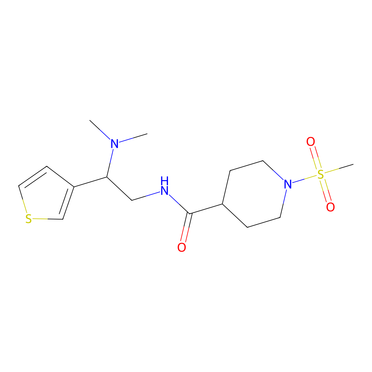 N-[2-(dimethylamino)-2-(thiophen-3-yl)ethyl]-1-methanesulfonylpiperidine-4-carboxamide molecular structure, CAS 1210306-06-1