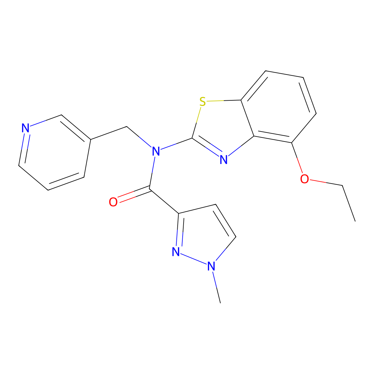 N-(4-ethoxybenzo[d]thiazol-2-yl)-1-methyl-N-(pyridin-3-ylmethyl)-1H-pyrazole-3-carboxamide molecular structure, CAS 1210309-83-3