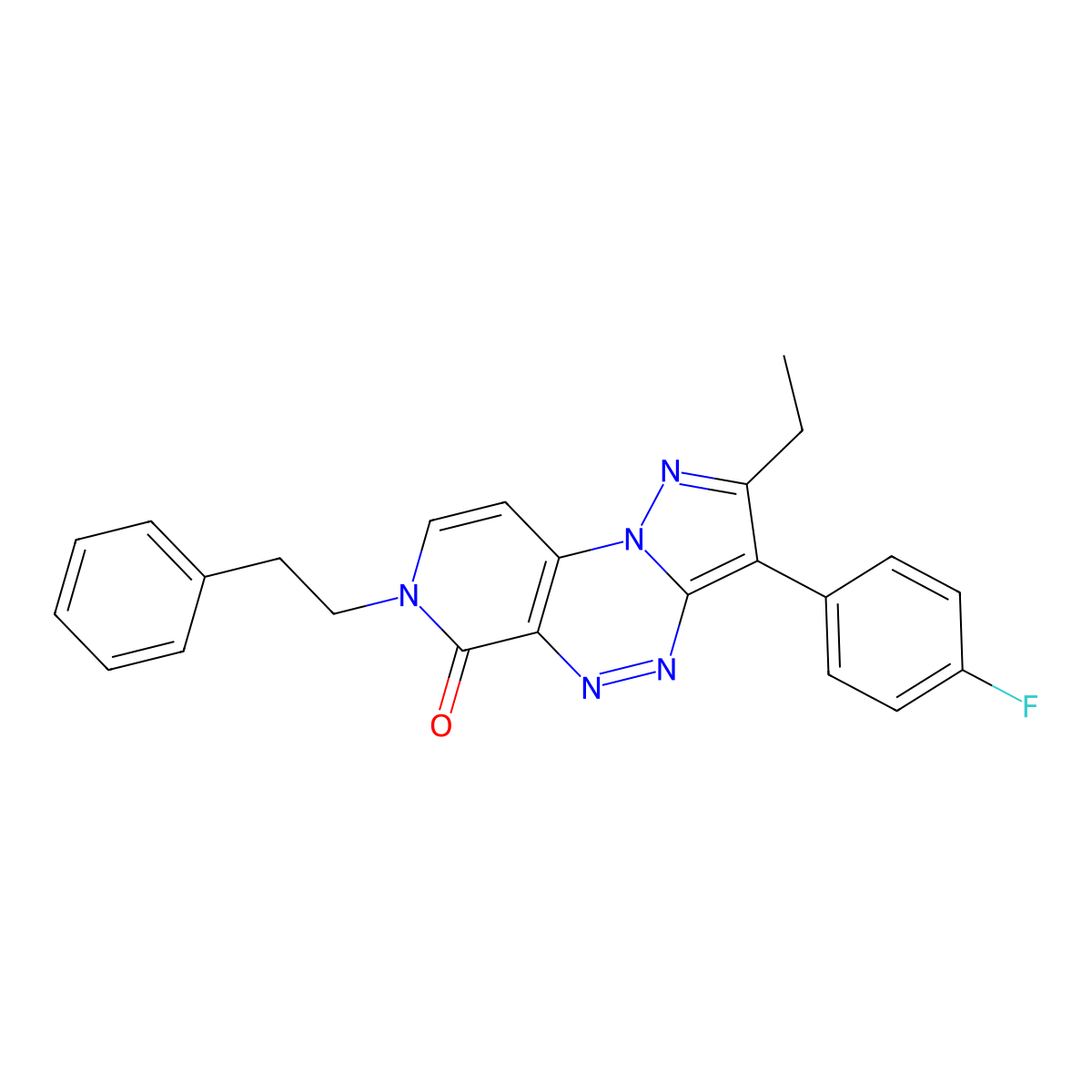 2-ethyl-3-(4-fluorophenyl)-7-(2-phenylethyl)pyrazolo[5,1-c]pyrido[4,3-e][1,2,4]triazin-6(7H)-one molecular structure, CAS 1210309-97-9