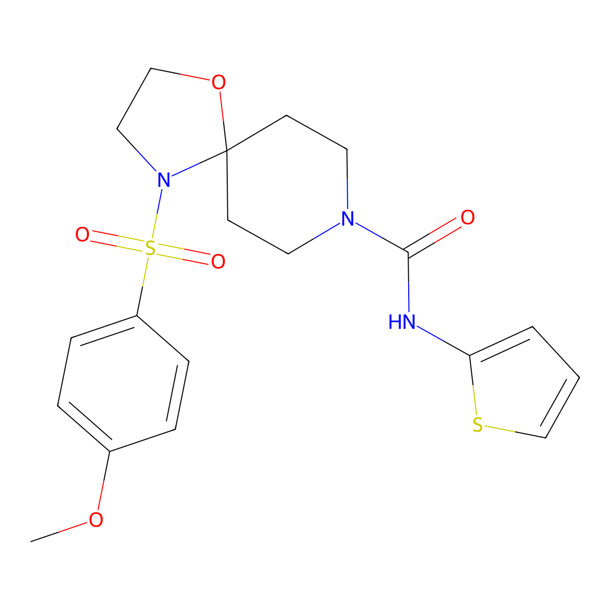 4-((4-methoxyphenyl)sulfonyl)-N-(thiophen-2-yl)-1-oxa-4,8-diazaspiro[4.5]decane-8-carboxamide molecular structure, CAS 1210310-35-2