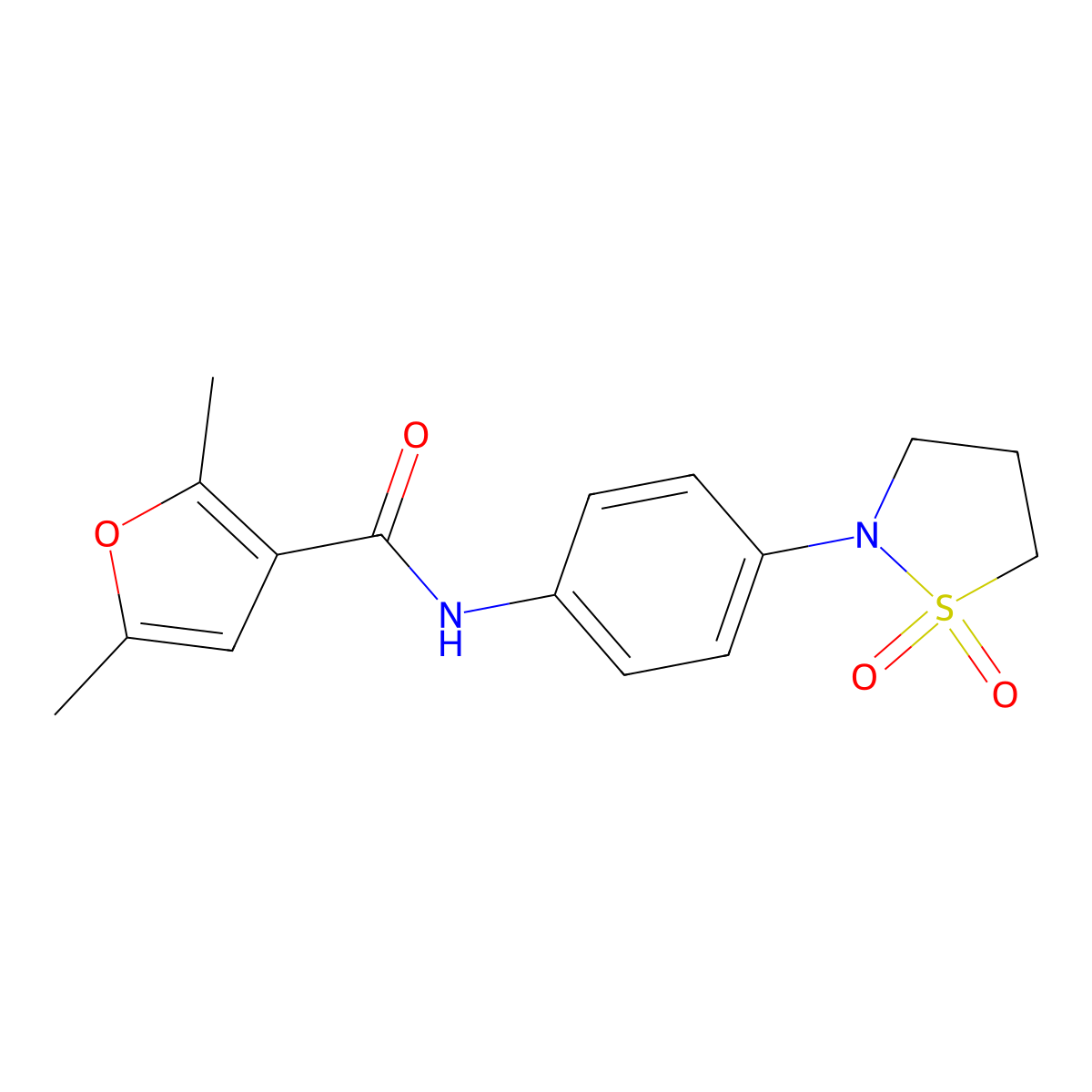 N-(4-(1,1-dioxidoisothiazolidin-2-yl)phenyl)-2,5-dimethylfuran-3-carboxamide molecular structure, CAS 1210312-70-1