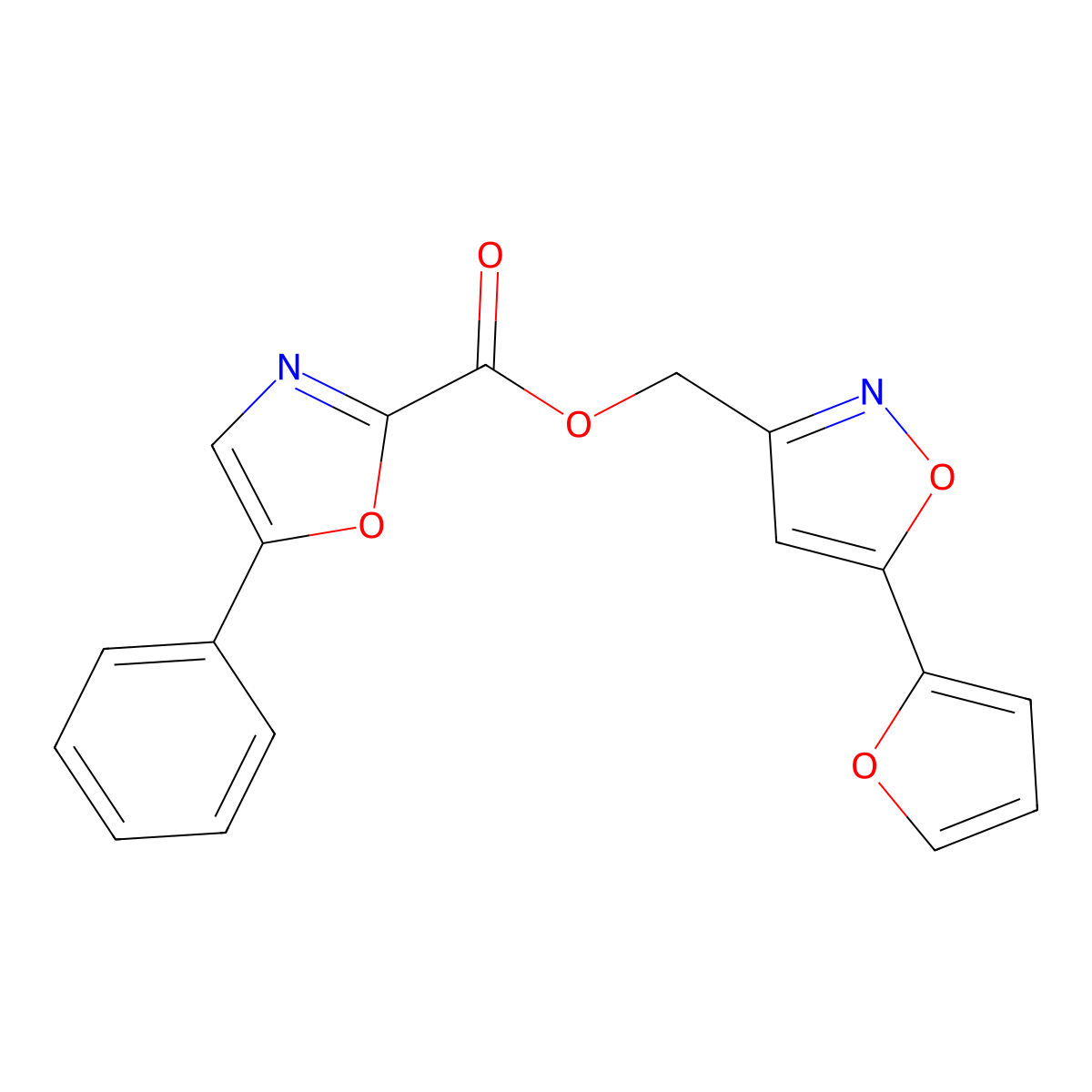 (5-(Furan-2-yl)isoxazol-3-yl)methyl 5-phenyloxazole-2-carboxylate molecular structure, CAS 1210313-59-9