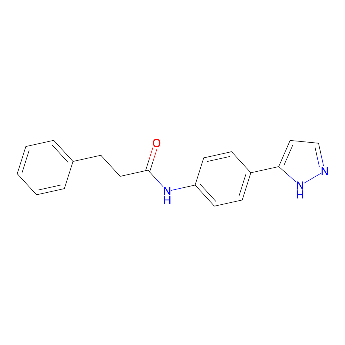 3-phenyl-N-[4-(1H-pyrazol-3-yl)phenyl]propanamide molecular structure, CAS 1210320-28-7