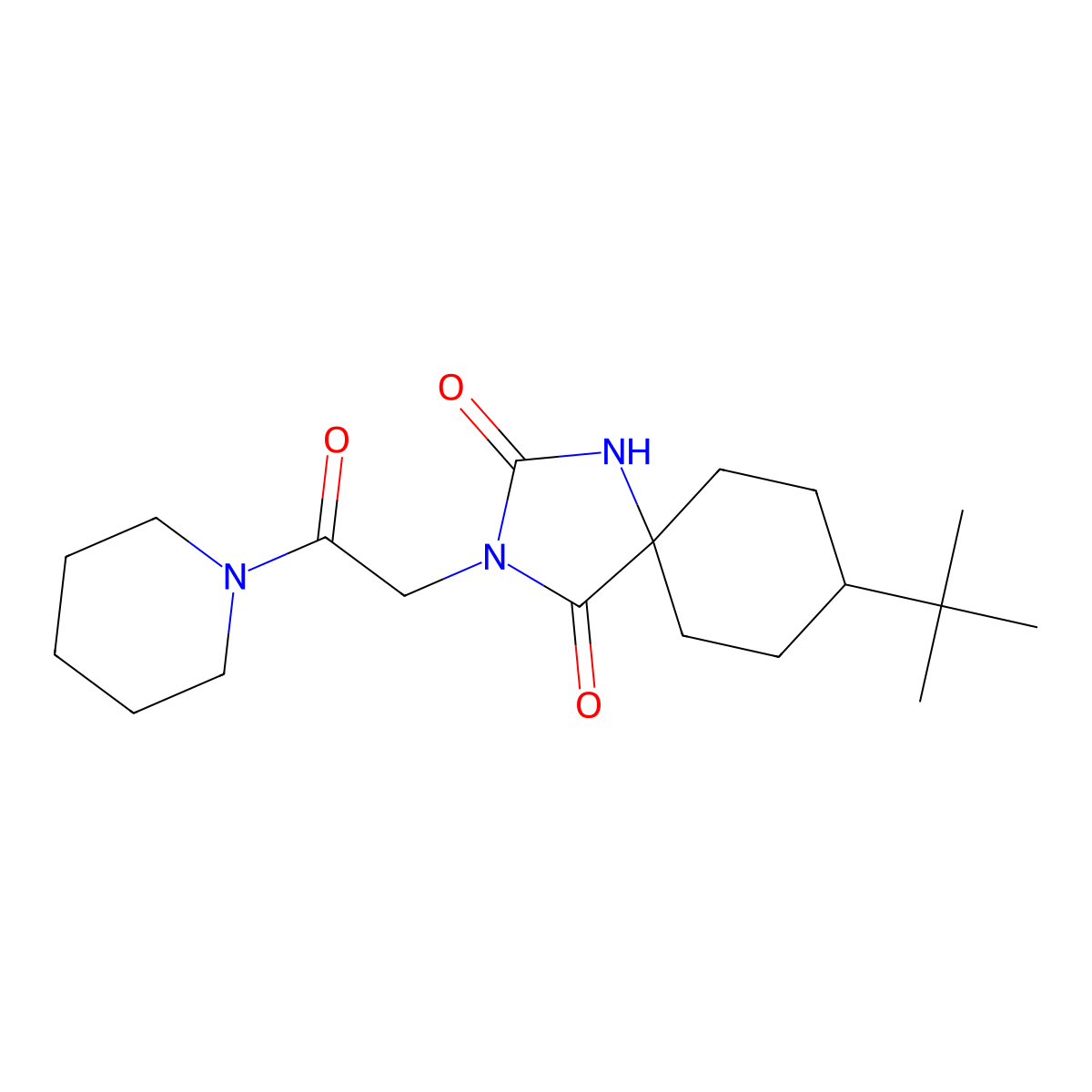 8-Tert-butyl-3-(2-oxo-2-piperidin-1-ylethyl)-1,3-diazaspiro[4.5]decane-2,4-dione molecular structure, CAS 1210323-39-9