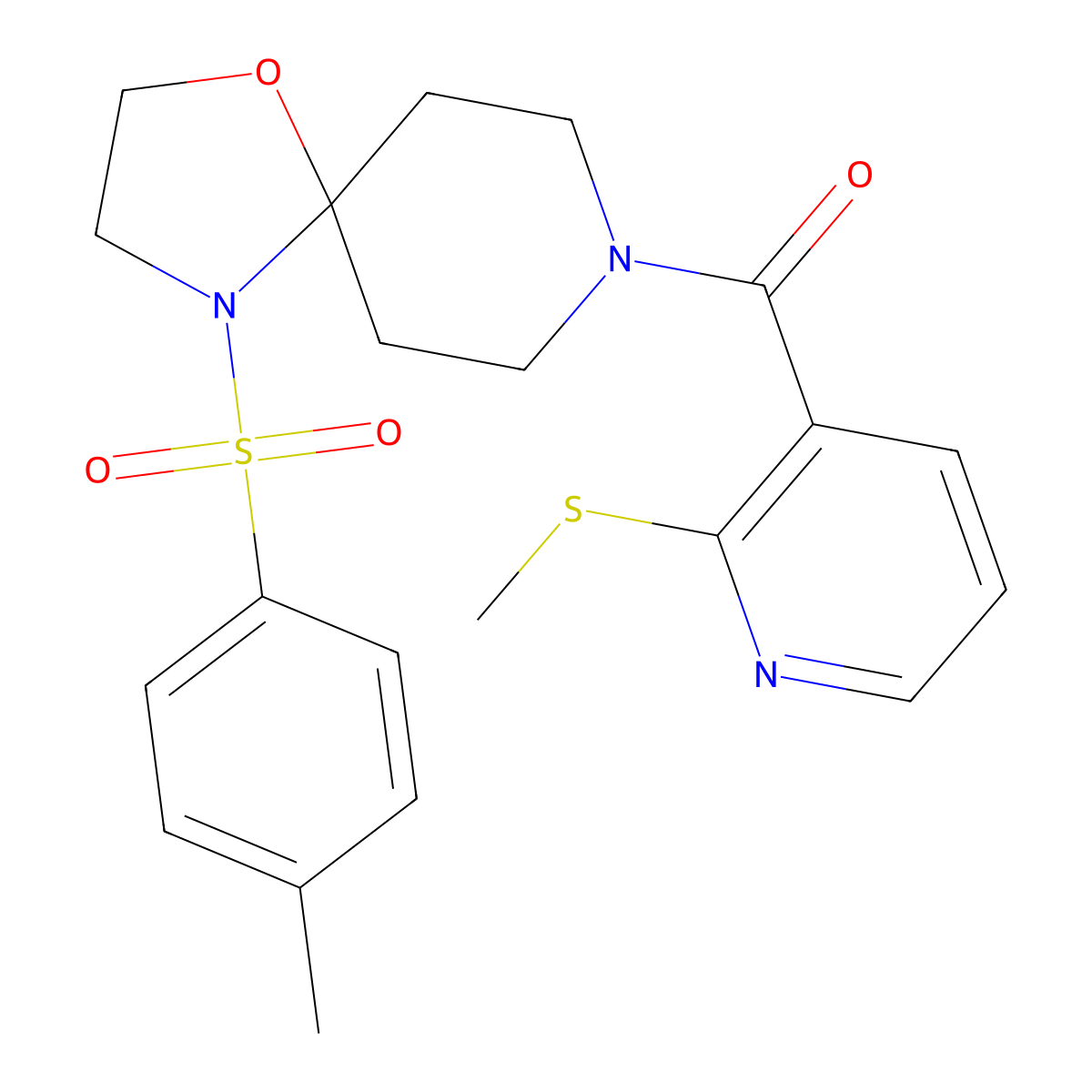 (2-(Methylthio)pyridin-3-yl)(4-tosyl-1-oxa-4,8-diazaspiro[4.5]decan-8-yl)methanone molecular structure, CAS 1210328-04-3