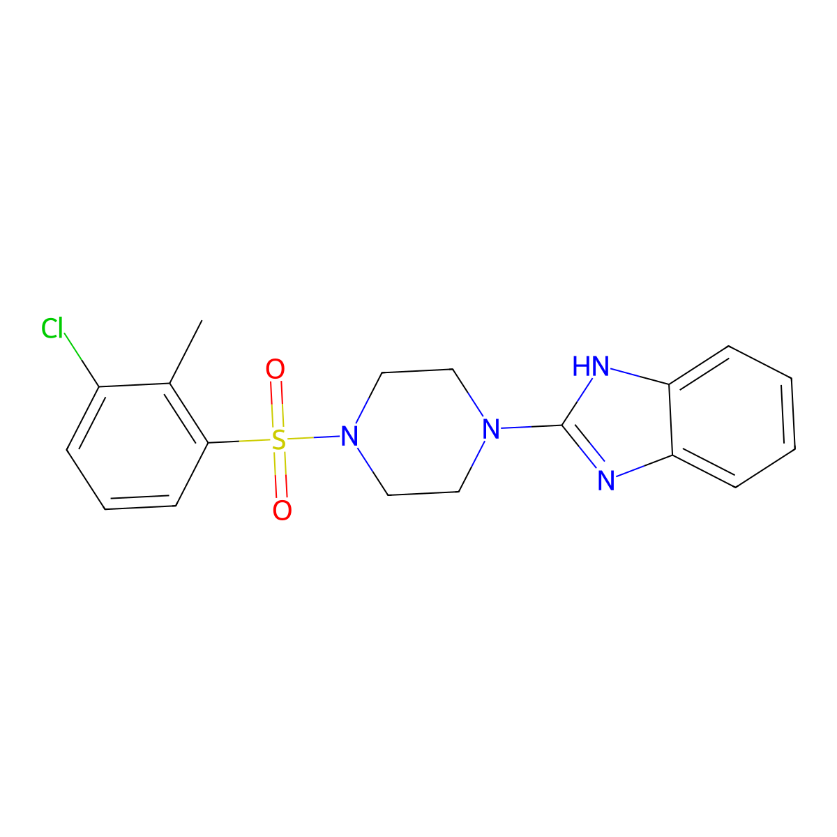 2-(4-((3-chloro-2-methylphenyl)sulfonyl)piperazin-1-yl)-1H-benzo[d]imidazole molecular structure, CAS 1210329-11-5