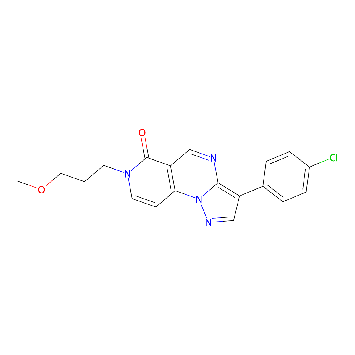3-(4-chlorophenyl)-7-(3-methoxypropyl)pyrazolo[1,5-a]pyrido[3,4-e]pyrimidin-6(7H)-one molecular structure, CAS 1210335-43-5