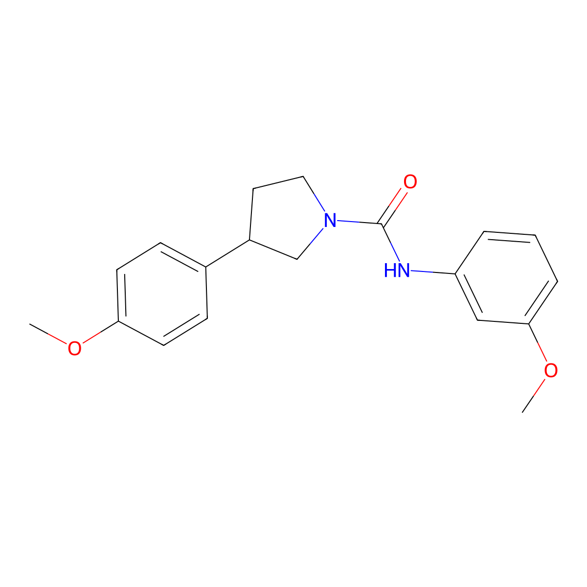 N-(3-methoxyphenyl)-3-(4-methoxyphenyl)pyrrolidine-1-carboxamide molecular structure, CAS 1210343-97-7