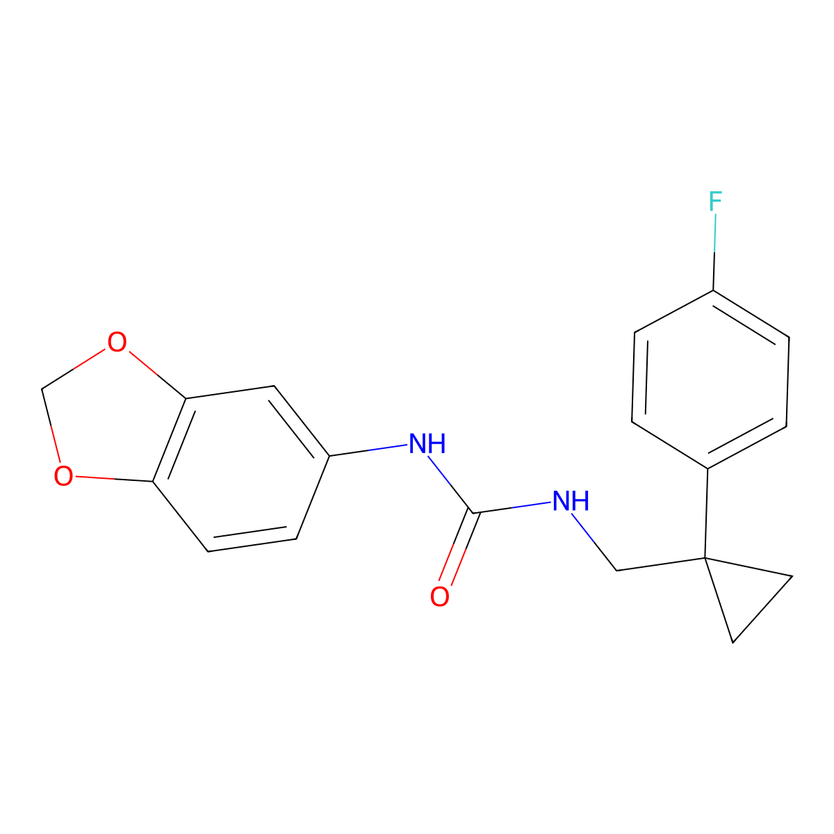1-(Benzo[d][1,3]dioxol-5-yl)-3-((1-(4-fluorophenyl)cyclopropyl)methyl)urea molecular structure, CAS 1210344-37-8