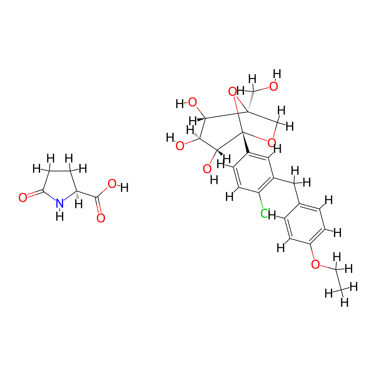 Ertugliflozin pidolate molecular structure, CAS 1210344-83-4