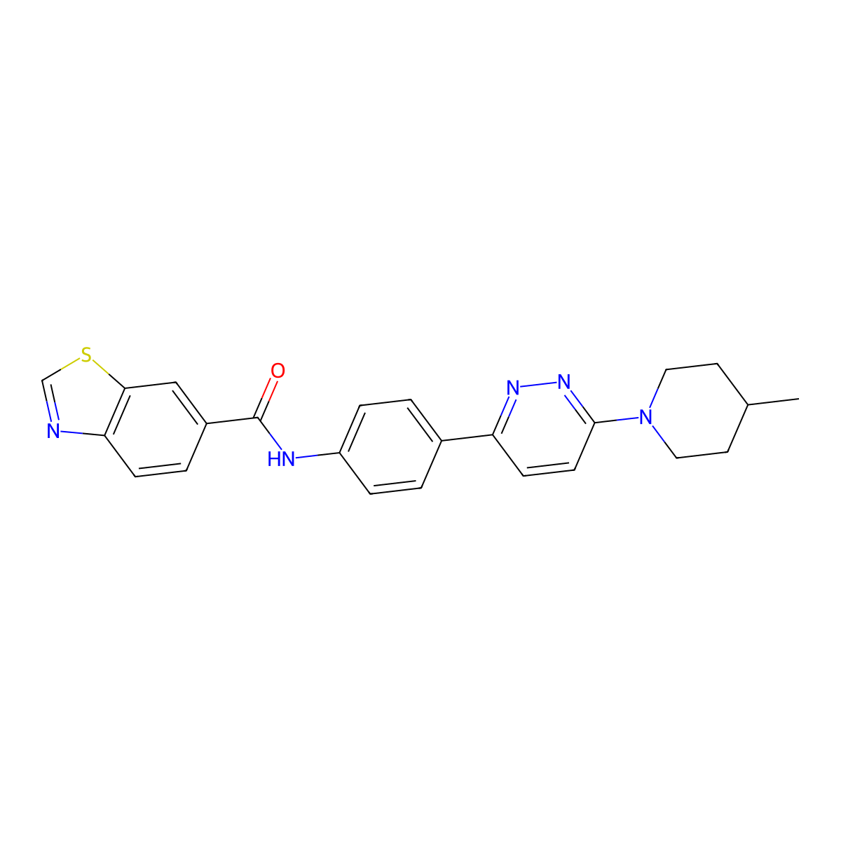 N-(4-(6-(4-methylpiperidin-1-yl)pyridazin-3-yl)phenyl)benzo[d]thiazole-6-carboxamide molecular structure, CAS 1210347-74-2