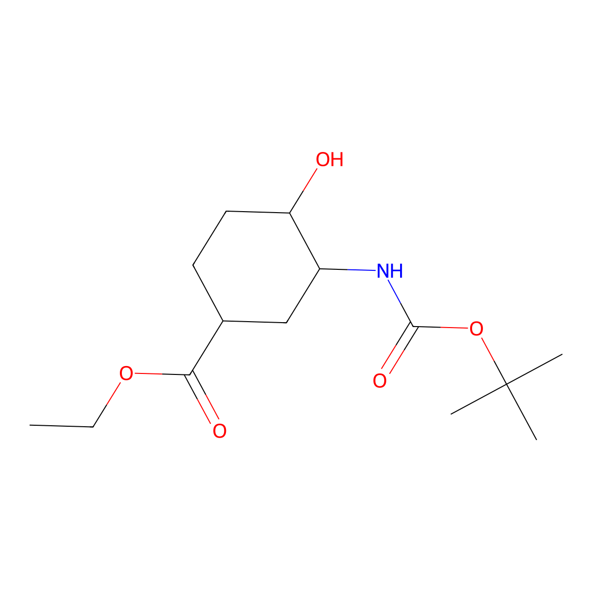 (1R,3S,4S)-3-(Boc-amino)-4-hydroxy-cyclohexanecarboxylic acid ethyl ester molecular structure, CAS 1210348-16-5