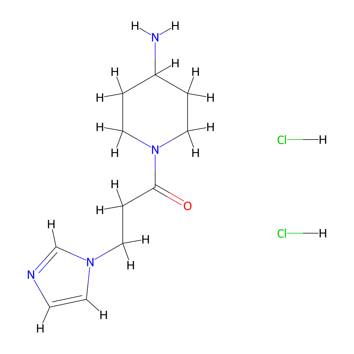 1-(4-aminopiperidin-1-yl)-3-(1H-imidazol-1-yl)propan-1-one dihydrochloride molecular structure, CAS 1210349-66-8