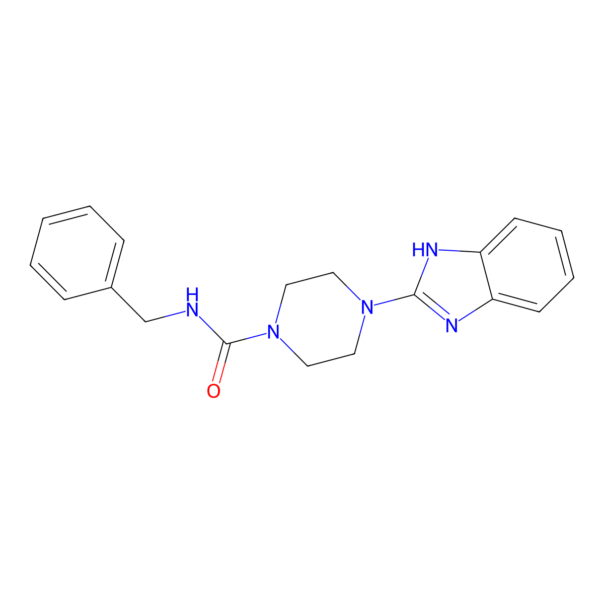 4-(1H-benzo[d]imidazol-2-yl)-N-benzylpiperazine-1-carboxamide molecular structure, CAS 1210351-77-1