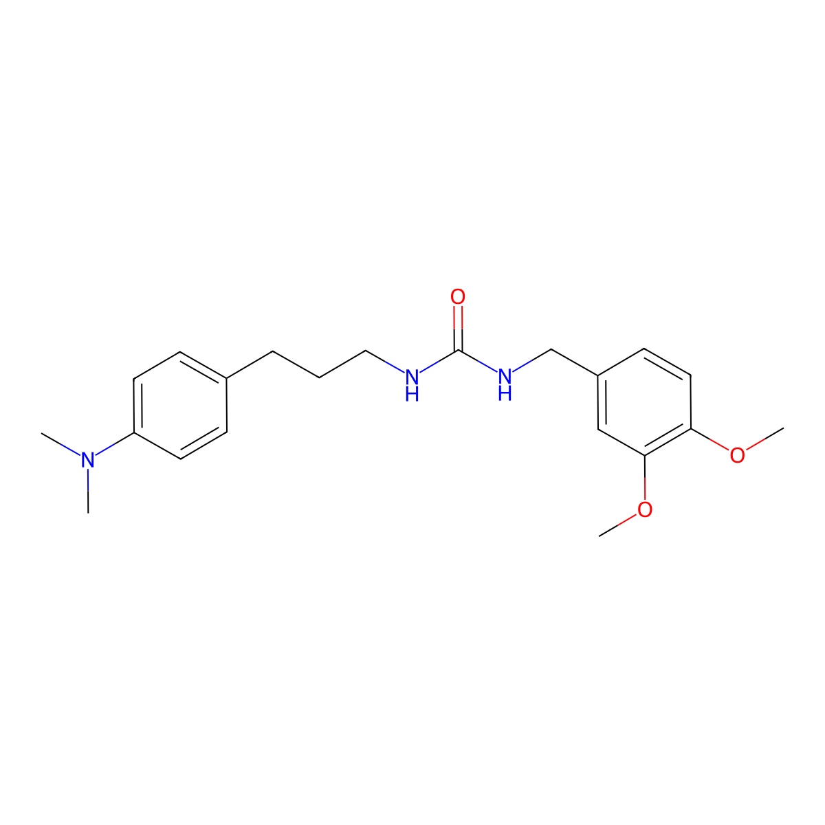 3-[(3,4-Dimethoxyphenyl)methyl]-1-{3-[4-(dimethylamino)phenyl]propyl}urea molecular structure, CAS 1210352-70-7