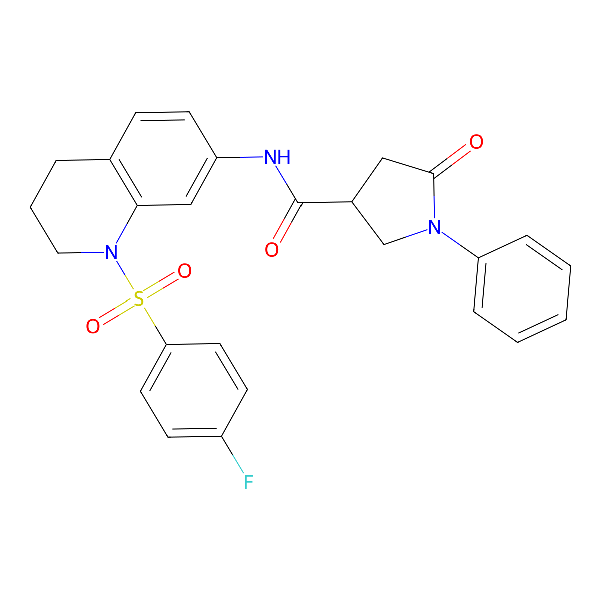 N-[1-(4-fluorobenzenesulfonyl)-1,2,3,4-tetrahydroquinolin-7-yl]-5-oxo-1-phenylpyrrolidine-3-carboxamide molecular structure, CAS 1210359-02-6