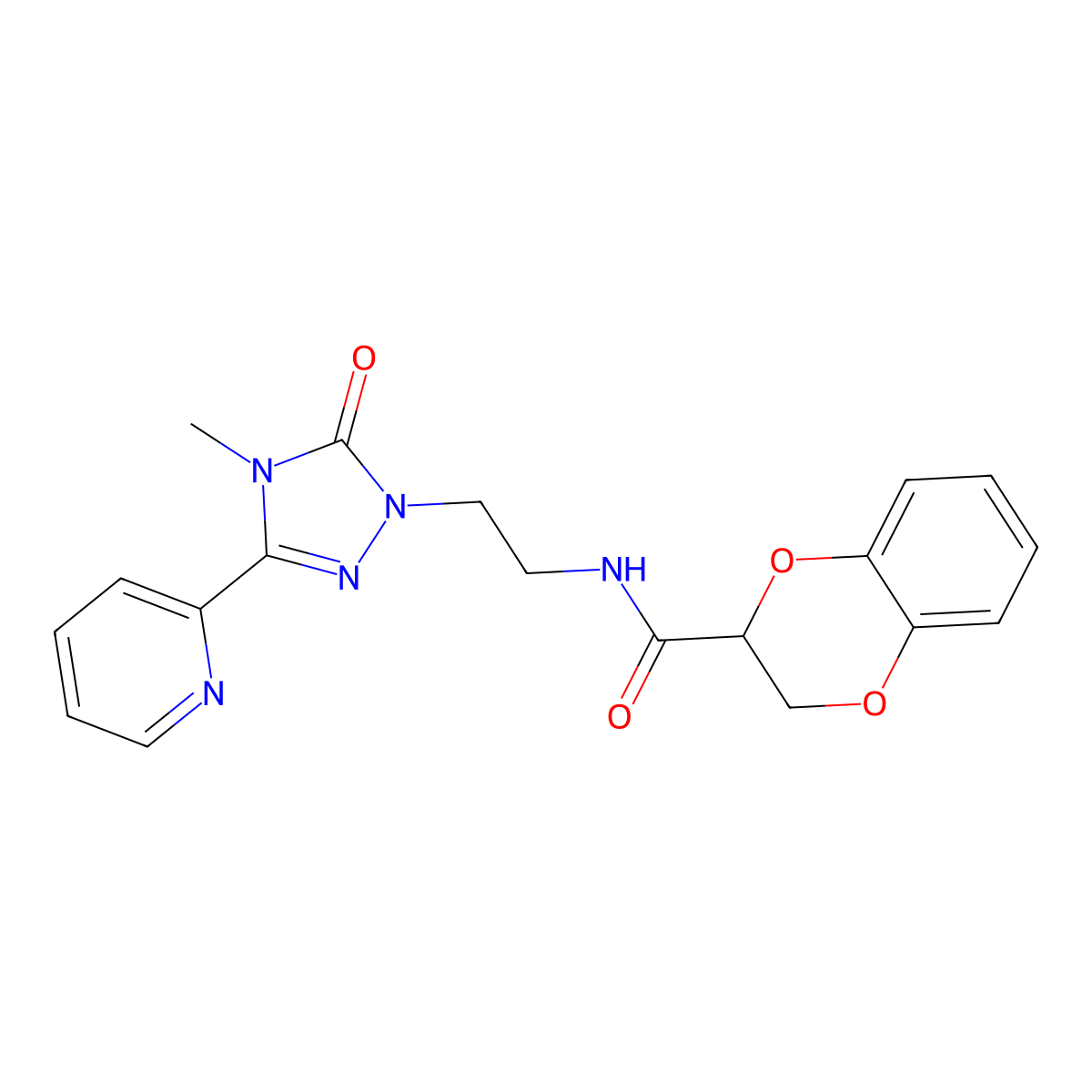 N-(2-(4-methyl-5-oxo-3-(pyridin-2-yl)-4,5-dihydro-1H-1,2,4-triazol-1-yl)ethyl)-2,3-dihydrobenzo[b][1,4]dioxine-2-carboxamide molecular structure, CAS 1210359-49-1