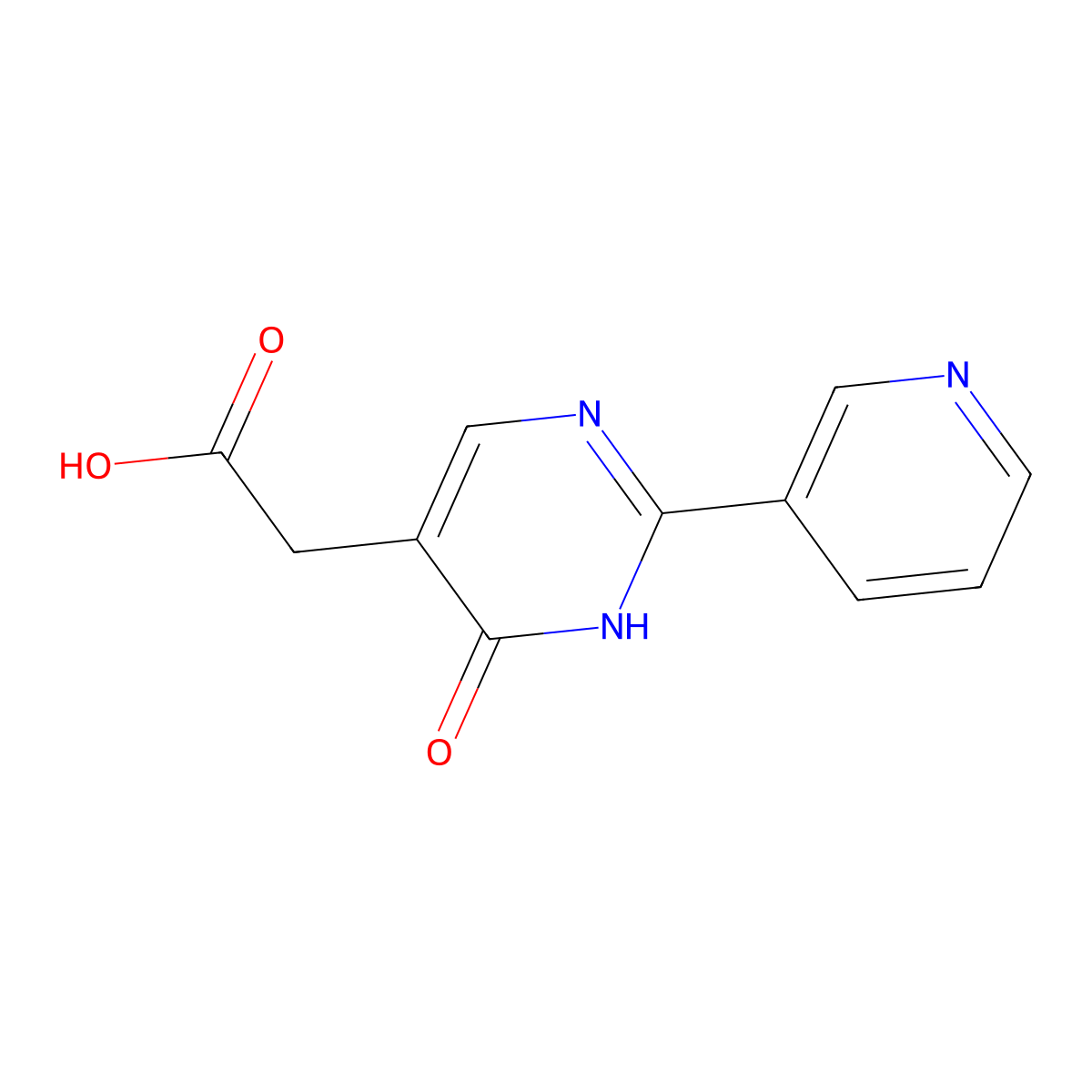 2-(6-Oxo-2-(pyridin-3-yl)-1,6-dihydropyrimidin-5-yl)acetic acid molecular structure, CAS 1210360-87-4