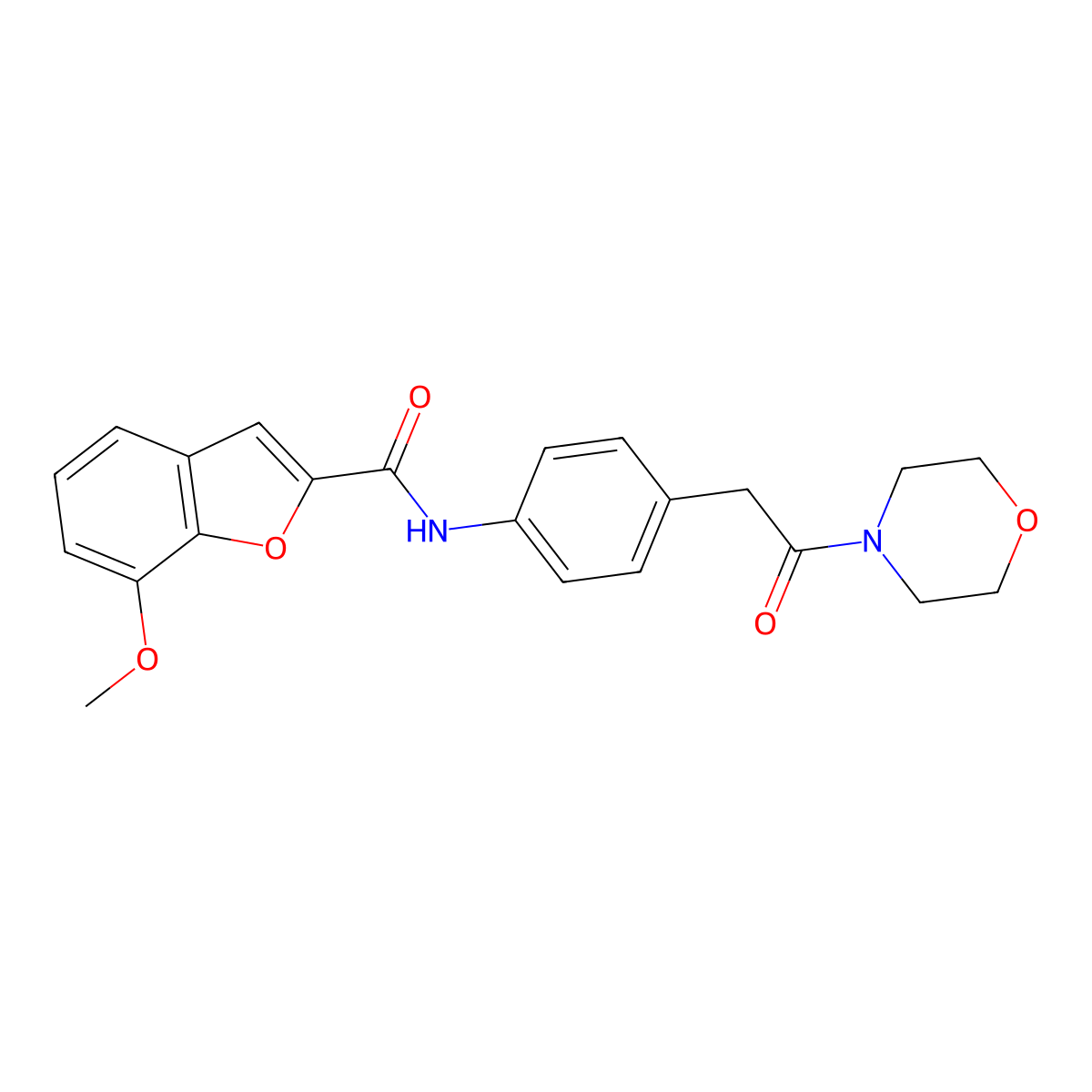 7-methoxy-N-(4-(2-morpholino-2-oxoethyl)phenyl)benzofuran-2-carboxamide molecular structure, CAS 1210361-13-9