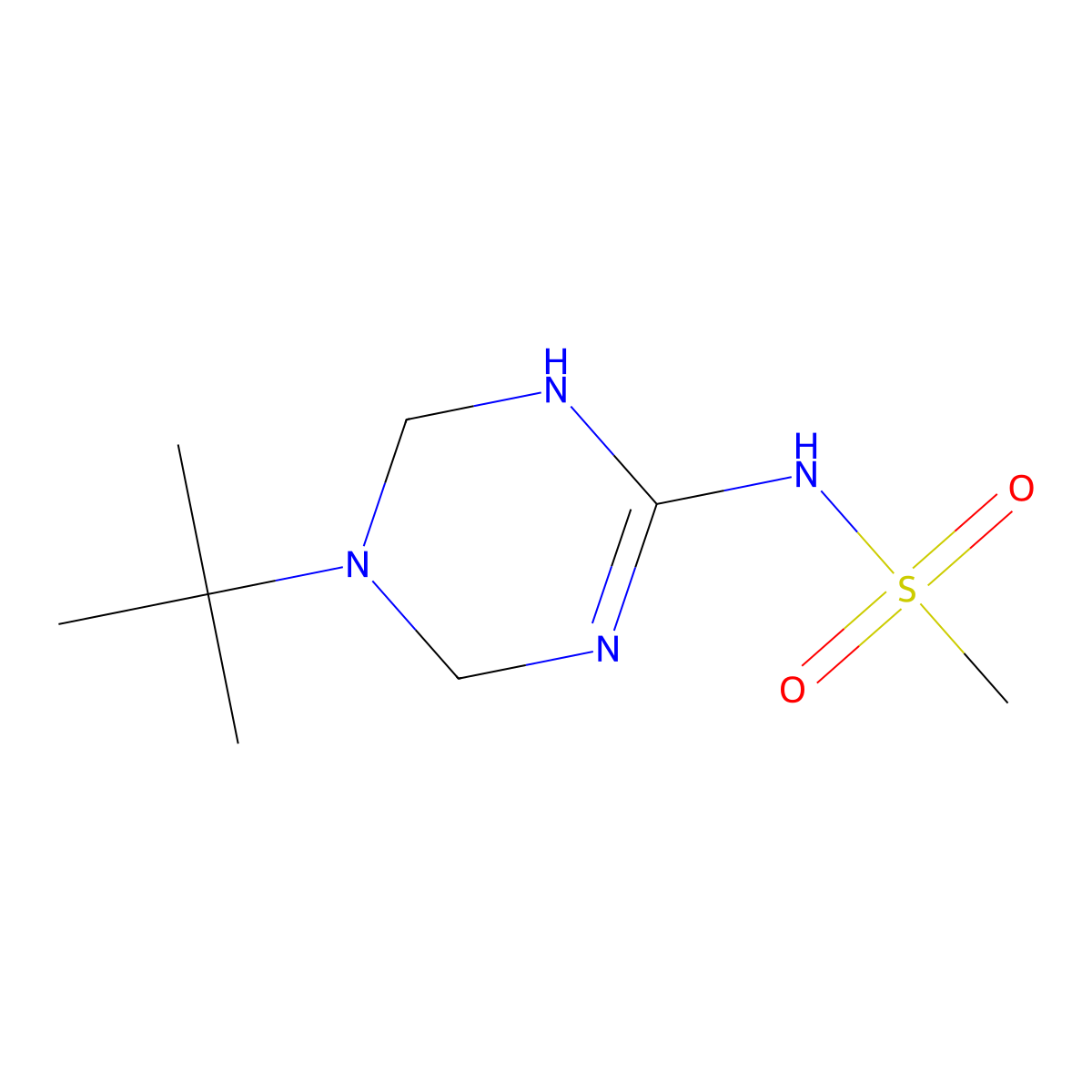 N-(5-tert-butyl-1,4,5,6-tetrahydro-1,3,5-triazin-2-yl)methanesulfonamide molecular structure, CAS 1210367-98-8