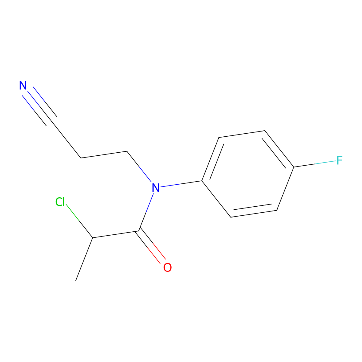 2-chloro-N-(2-cyanoethyl)-N-(4-fluorophenyl)propanamide molecular structure, CAS 1210370-11-8