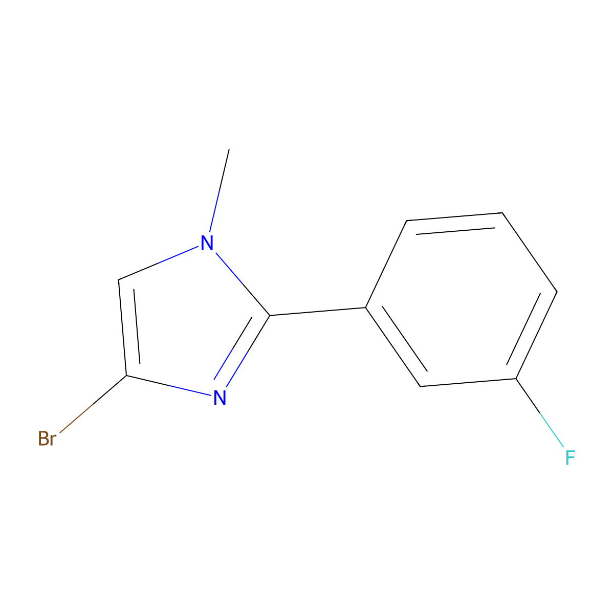 4-bromo-2-(3-fluorophenyl)-1-methyl-1H-imidazole molecular structure, CAS 1210372-61-4